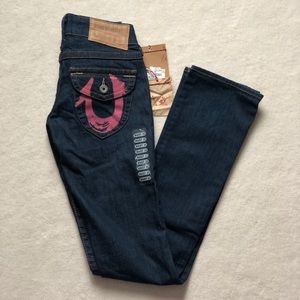 BNWT True Religion Pink Billy Jeans Sz 25